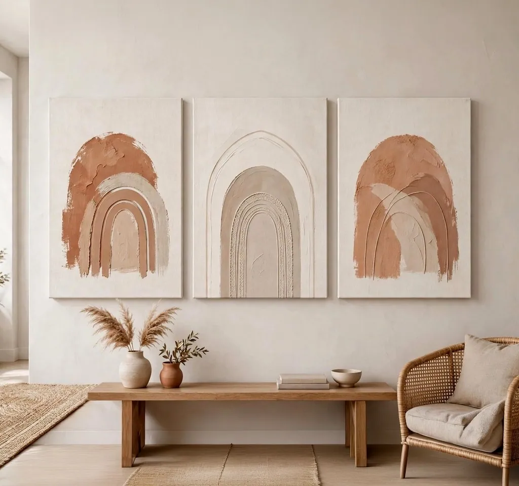 Boho Arch Triptych canvas wall art