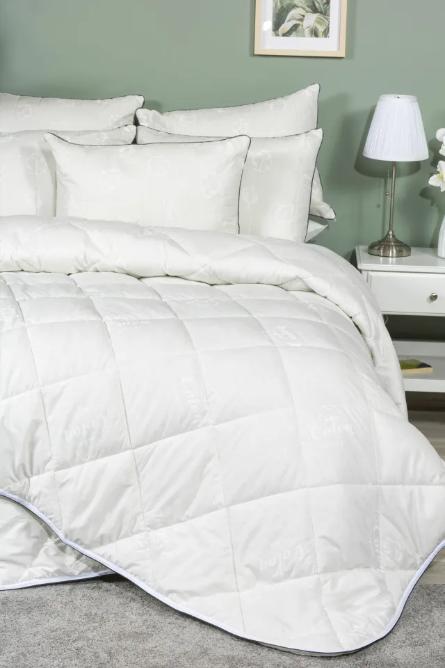 Elart Quilt 100% Cotton Filled 72-Thread Satin Piping (155x215cm) White