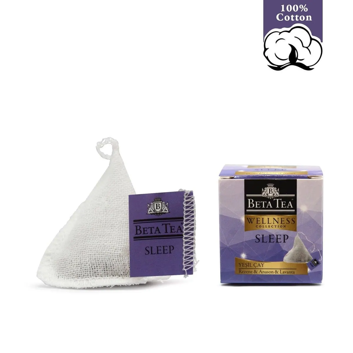 Beta Tea Wellness Sleep شاي أخضر هرمي بالشاش القطني 2 غرام (نسيج قطن طبيعي 100%)