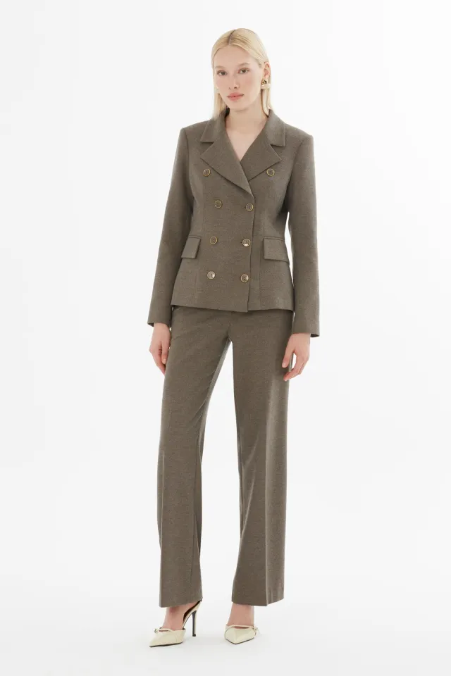 Double-Breasted Closure Jacket and Trousers Set
