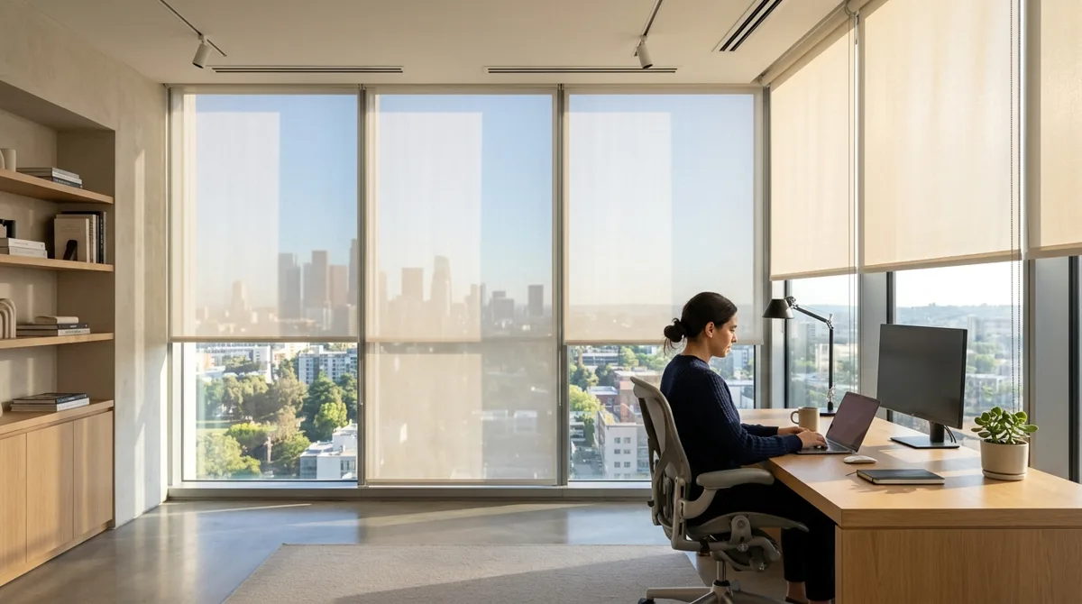 Commercial silent roller blinds