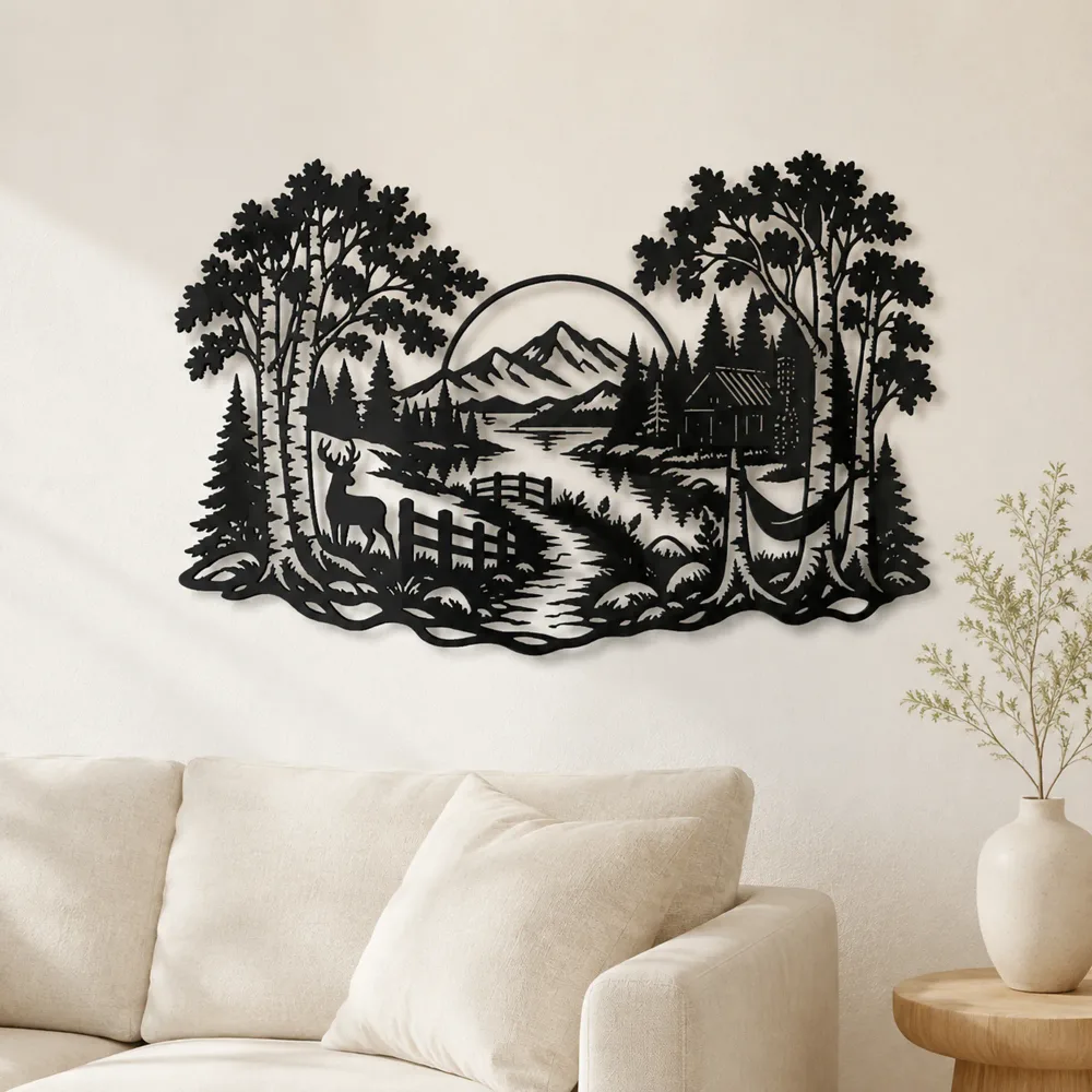 Birch Tree Path Metal Wall Art