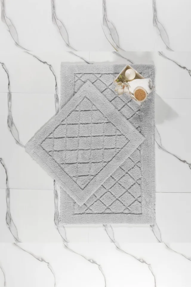 Elart Frio Cotton Bath Rug Mat Set 2-Piece (60x100 cm) Grey