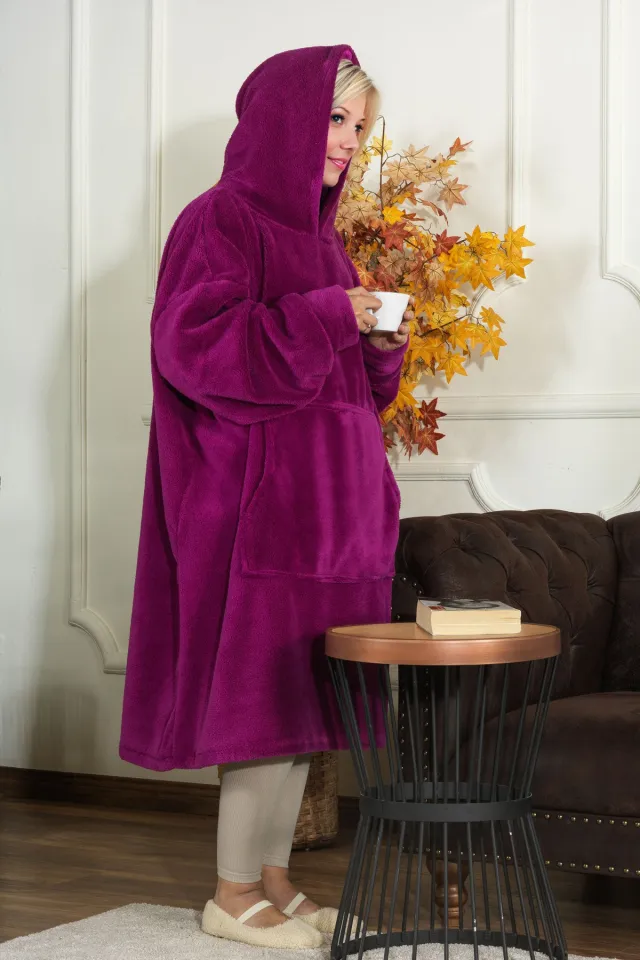 Elart Enjoy Wearable Hooded Wellsoft TV Blanket Unisex Oversized (80x110 cm) Purple