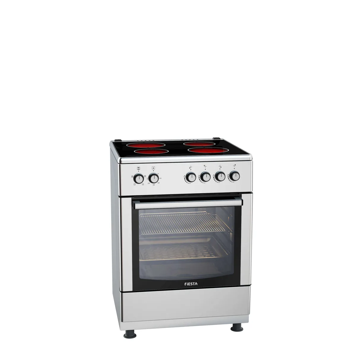 طباخ كهربائي قائم 60×60 بأربع سخانات وفرن كهربائي طراز FV 66E4 S