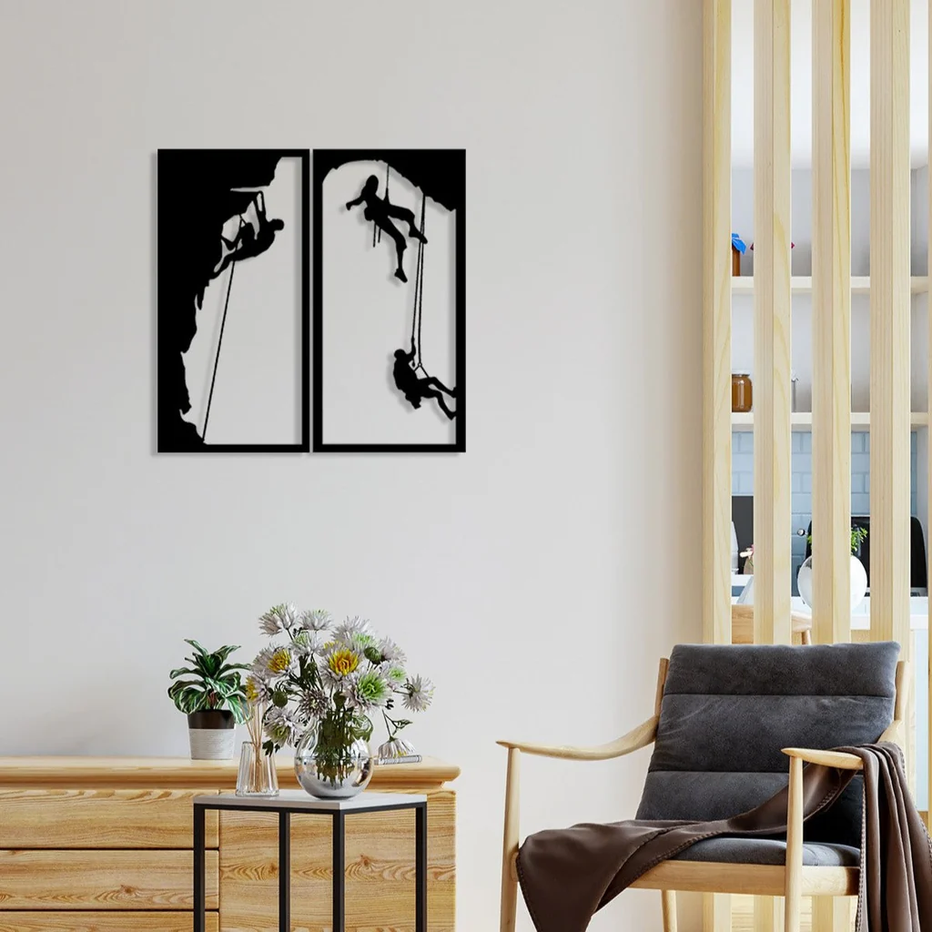 Mountain climbers metal wall art