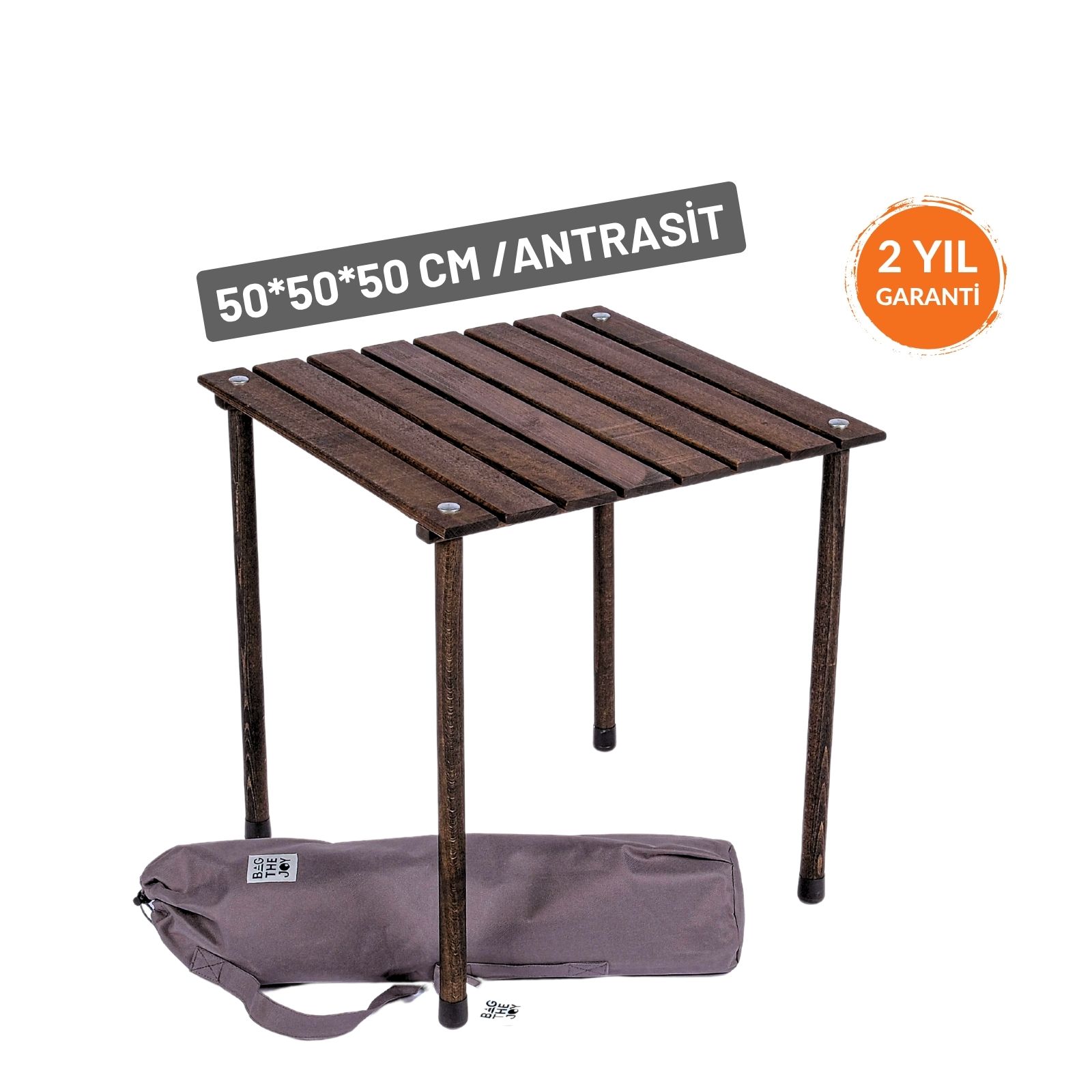 طاولة تخييم خشبية Bag The Joy 50×50×50 سم أنثراسيت