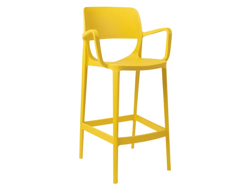 كرسي بار بلاستيكي بذراعين BELLA Yellow