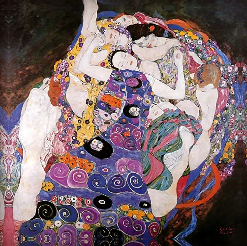 Yagli Boya Klimt Dokunusu Mor Kadinlar Temali Canvas Tablo canvas wall art