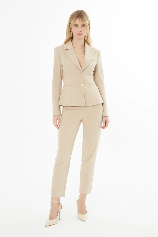 Double-Breasted Jacket and Ankle-Length Trousers Set