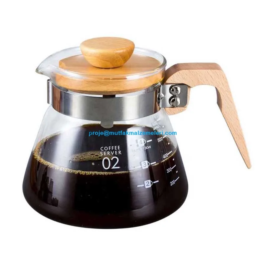 VCWN-60 EPK-2782 glass coffee server with wooden handle 600 ml