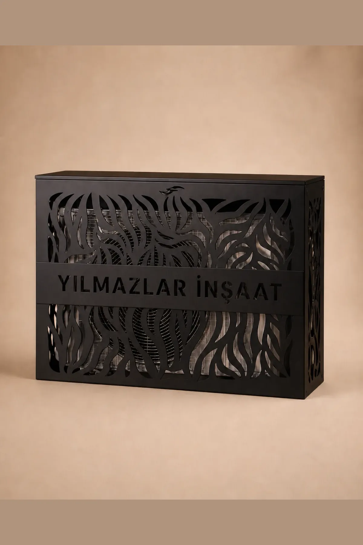 Custom named metal outdoor air conditioner unit cover