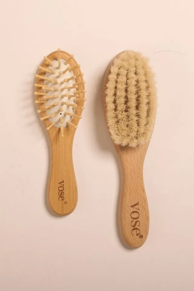 Bamboo Comb Set of Two and Goat Hair Brush (2 Pieces)