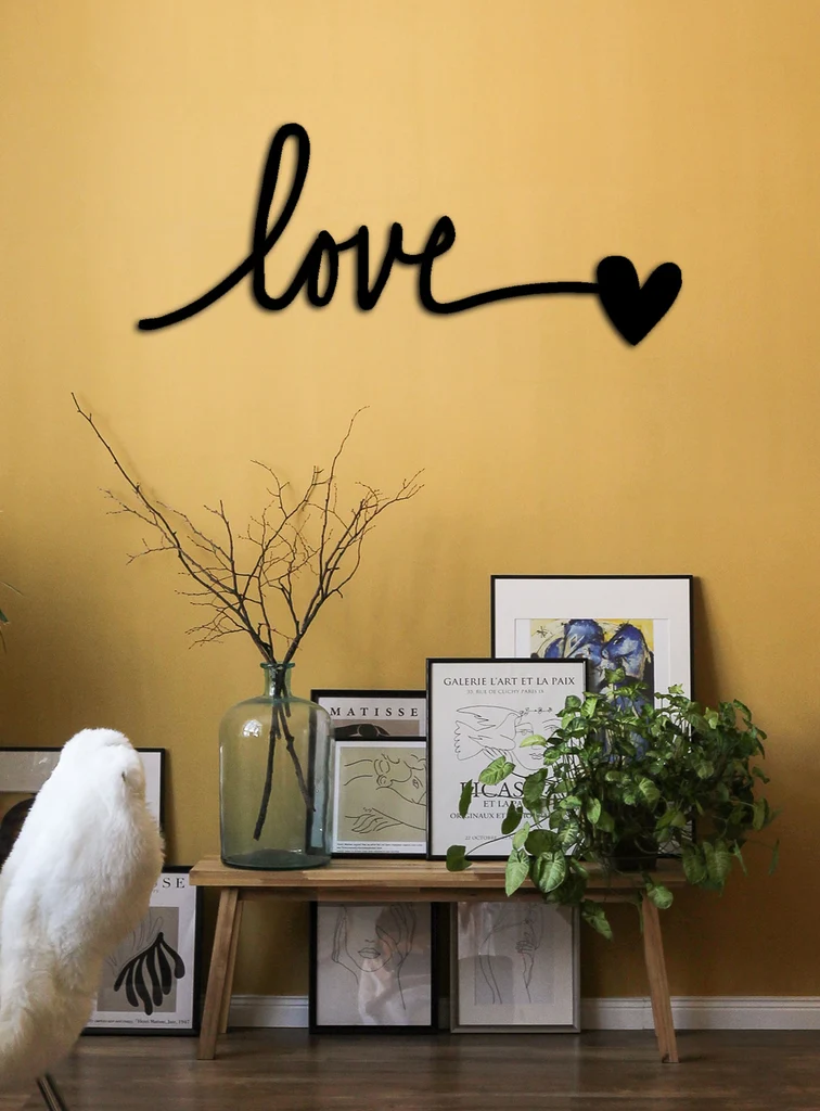 Love with heart metal wall art