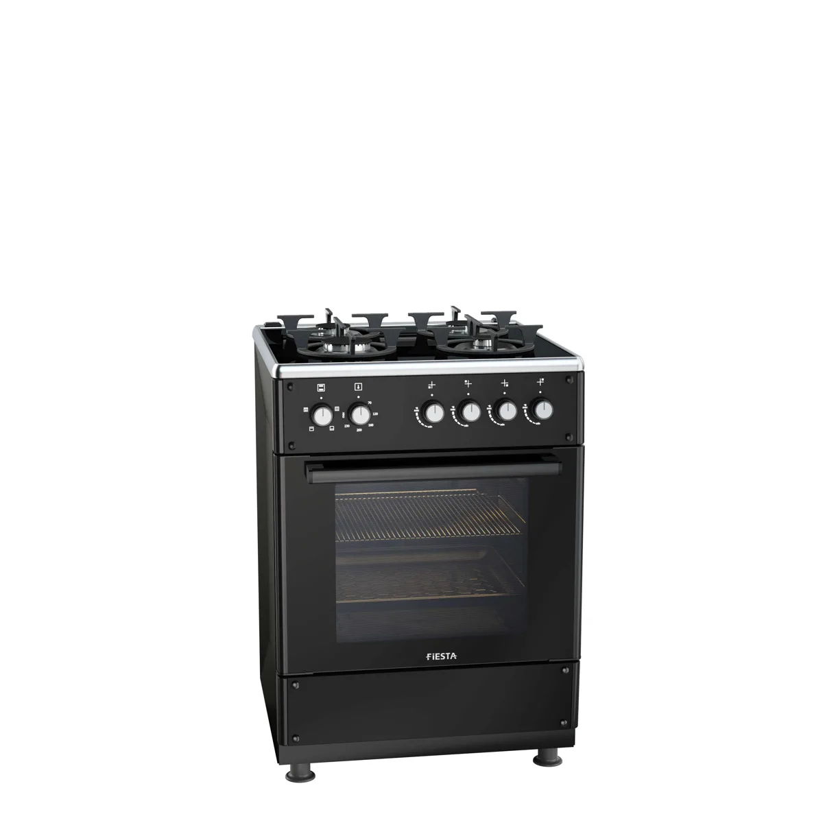 طباخ غاز قائم 60×60 بسطح زجاجي بأربع شعلات طراز FG 66G4 E