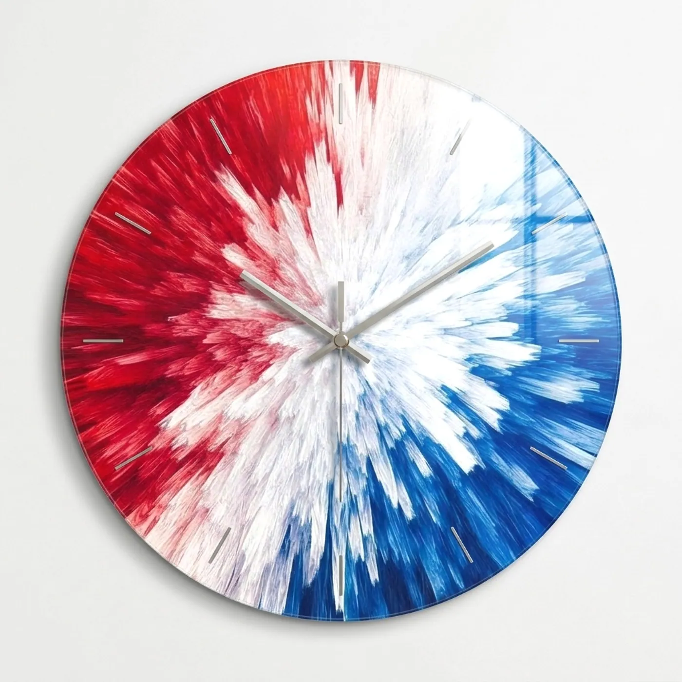 Dynamic Red White Blue Art Glass Wall Clock Glass Wall Art canvas wall art