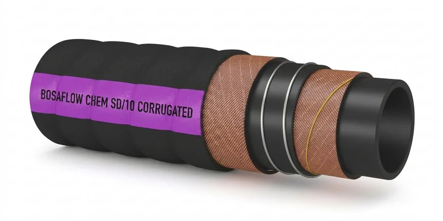 خرطوم مواد كيميائية مموّج للشفط والتفريغ BOSACHEM SD/10 CORRUGATED