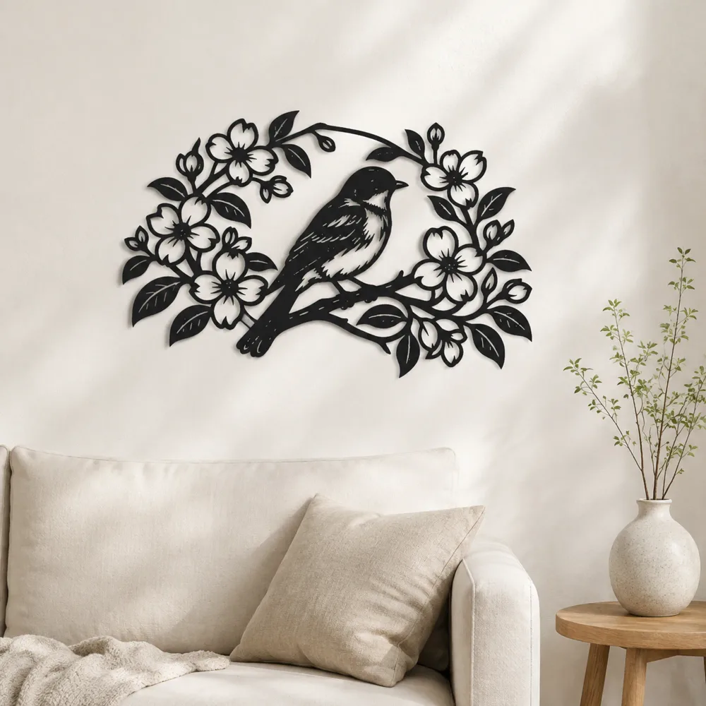 Bluebird Floral Arch Metal Wall Art