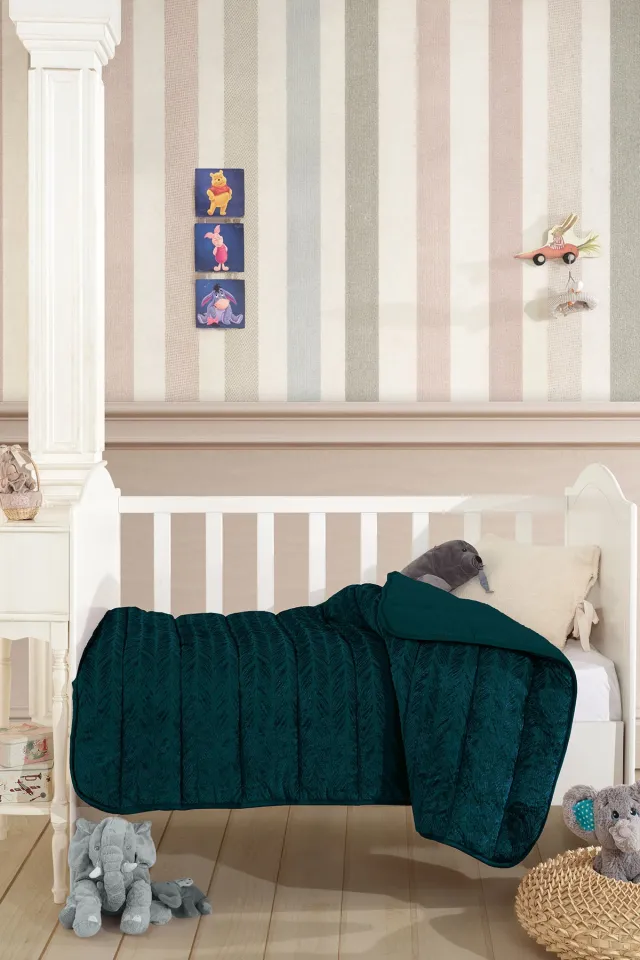 Elart Velvet Baby Quilt (150x100 cm) Emerald Green
