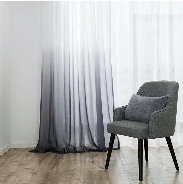 Folded gradient linen tulle curtain
