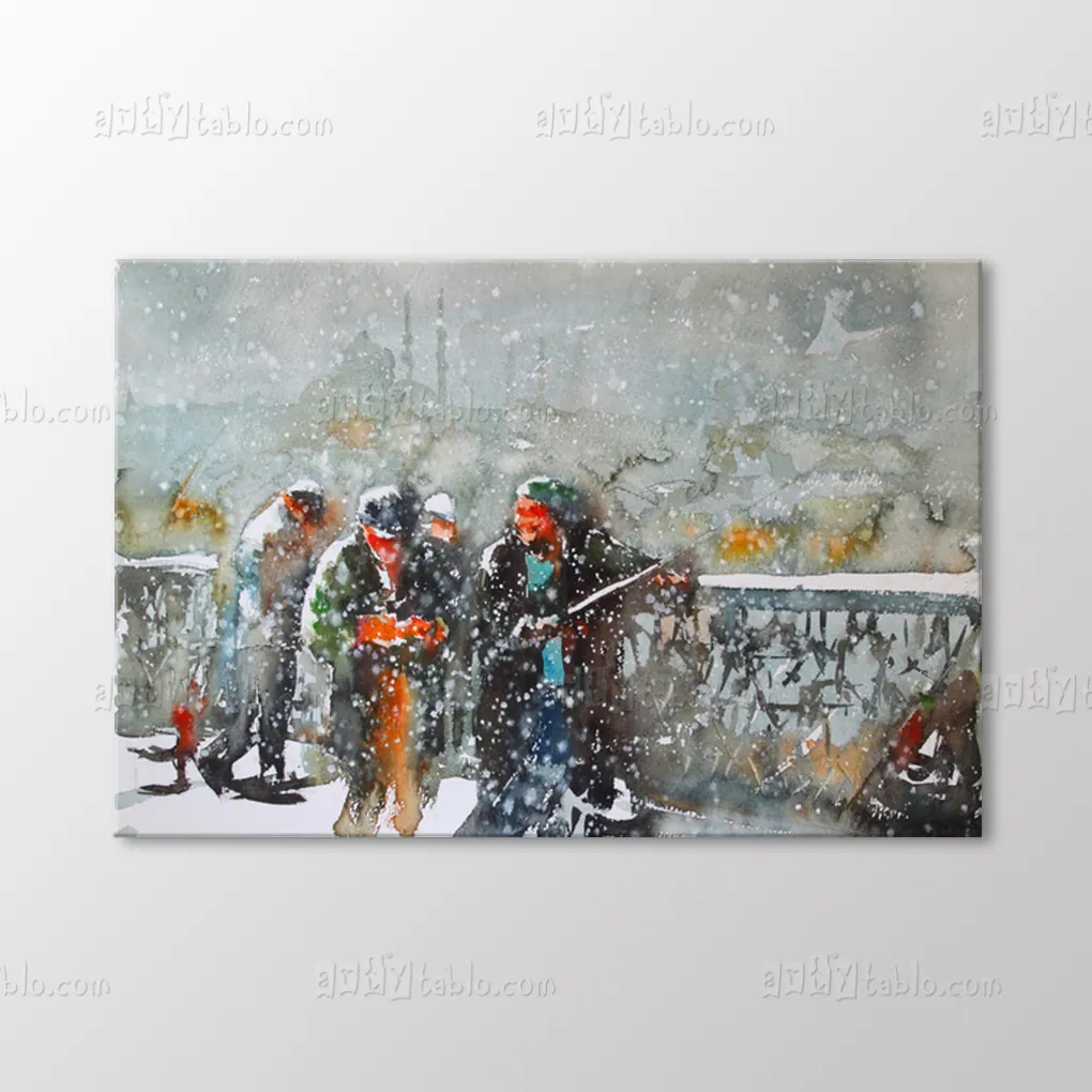 Fishermen in Heavy Snowfall canvas wall art