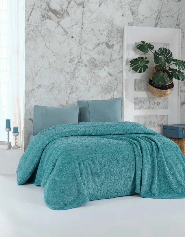 ELART Embossed Blanket Double Ethnic Pattern (220x240cm) Cappuccino