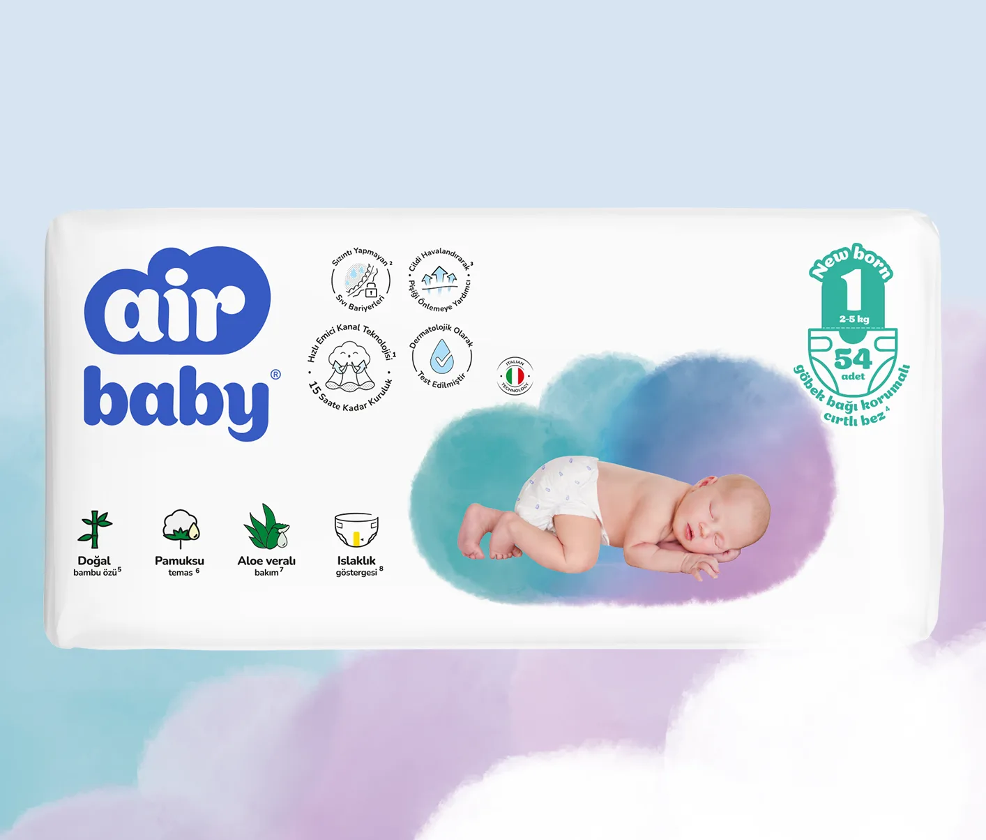 حفاضات أطفال Air Baby Jumbo مقاس 1 Newborn