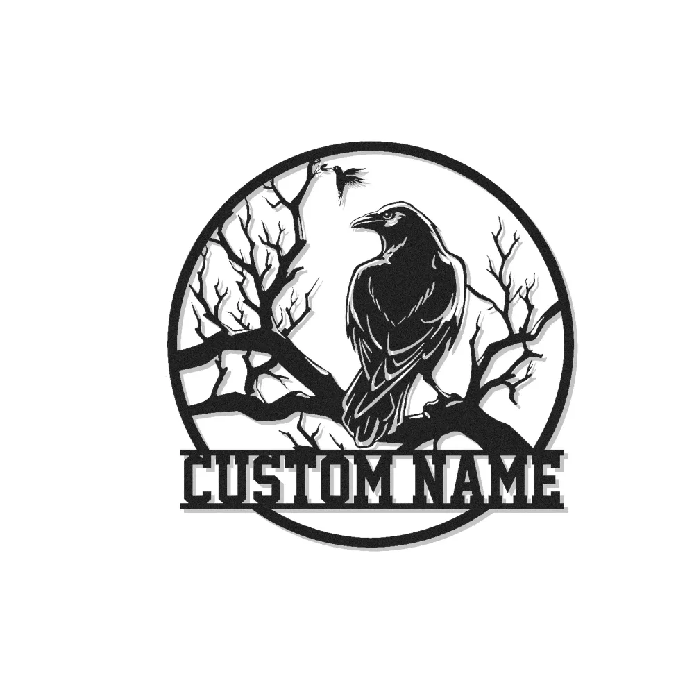Raven Silhouette Metal Sign