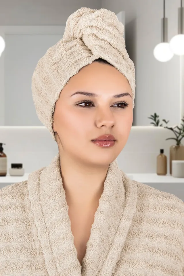 Elart Soft Towel Hair Drying Bonnet Beige