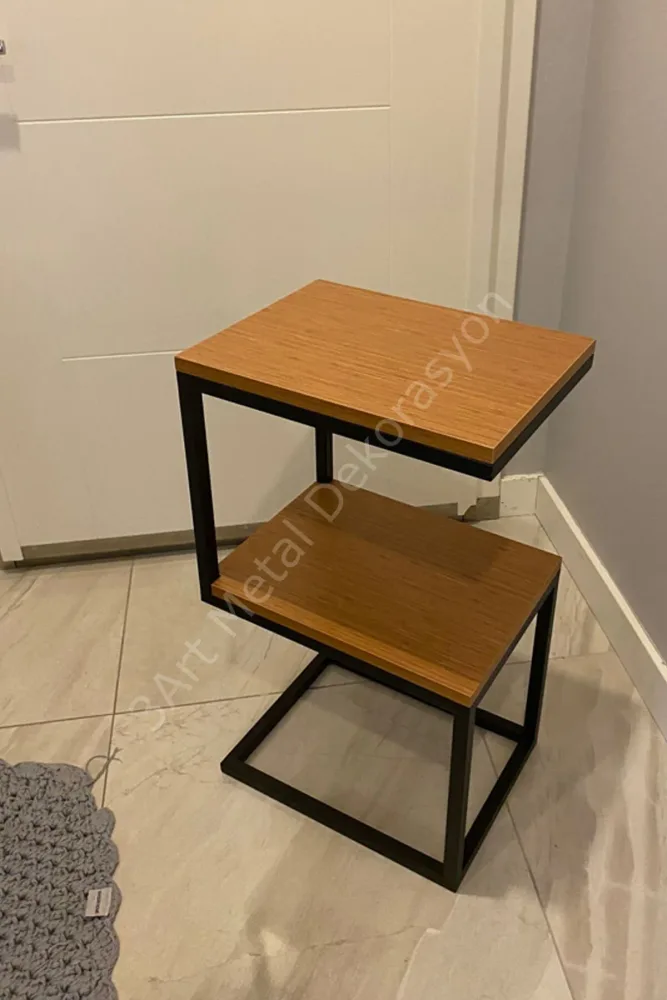 Decorative Wood and Metal Side Table