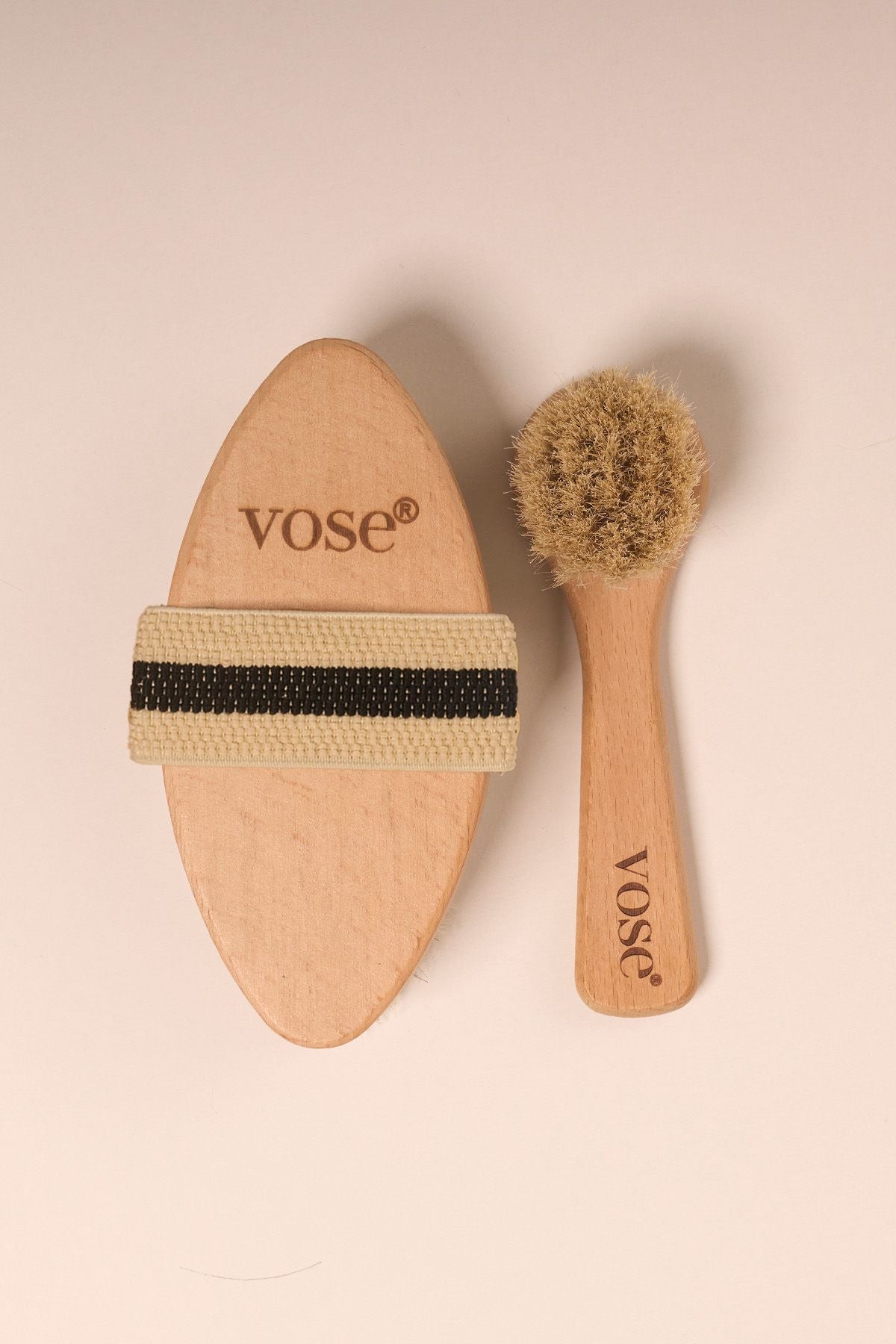 Two-Piece Set: Natural Horsehair Cellulite Brush (Lotus) + Face Brush