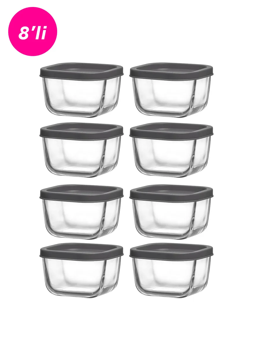 Cube glass food storage container (8-piece)