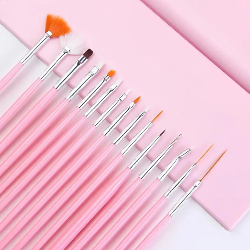 Pink nail art brush set