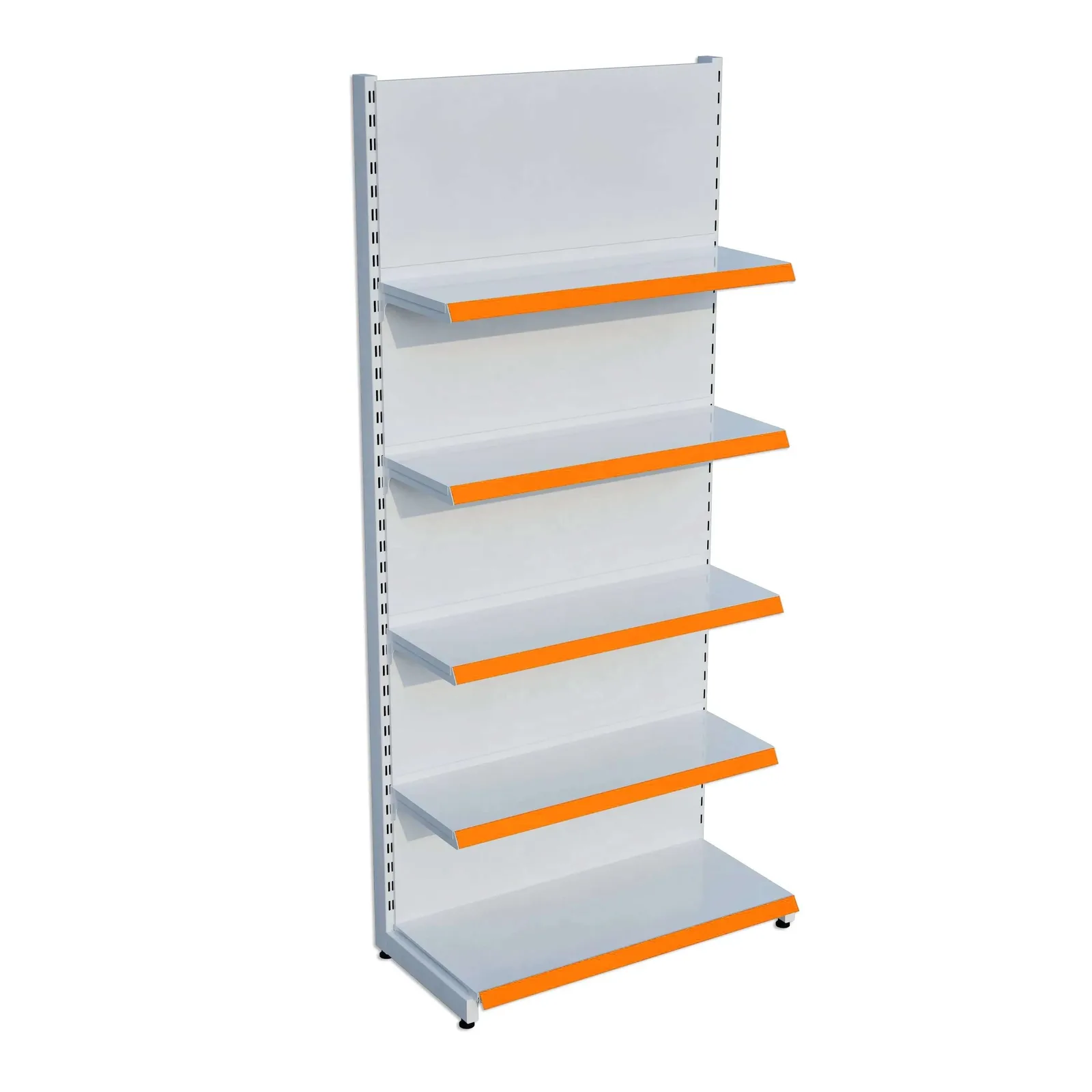 رف جداري للسوق – 5 طبقات أبيض، وحدة واحدة – W90 × H220 × D30/40 cm