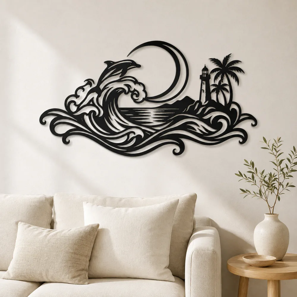 Crescent Moon Tide Metal Wall Art