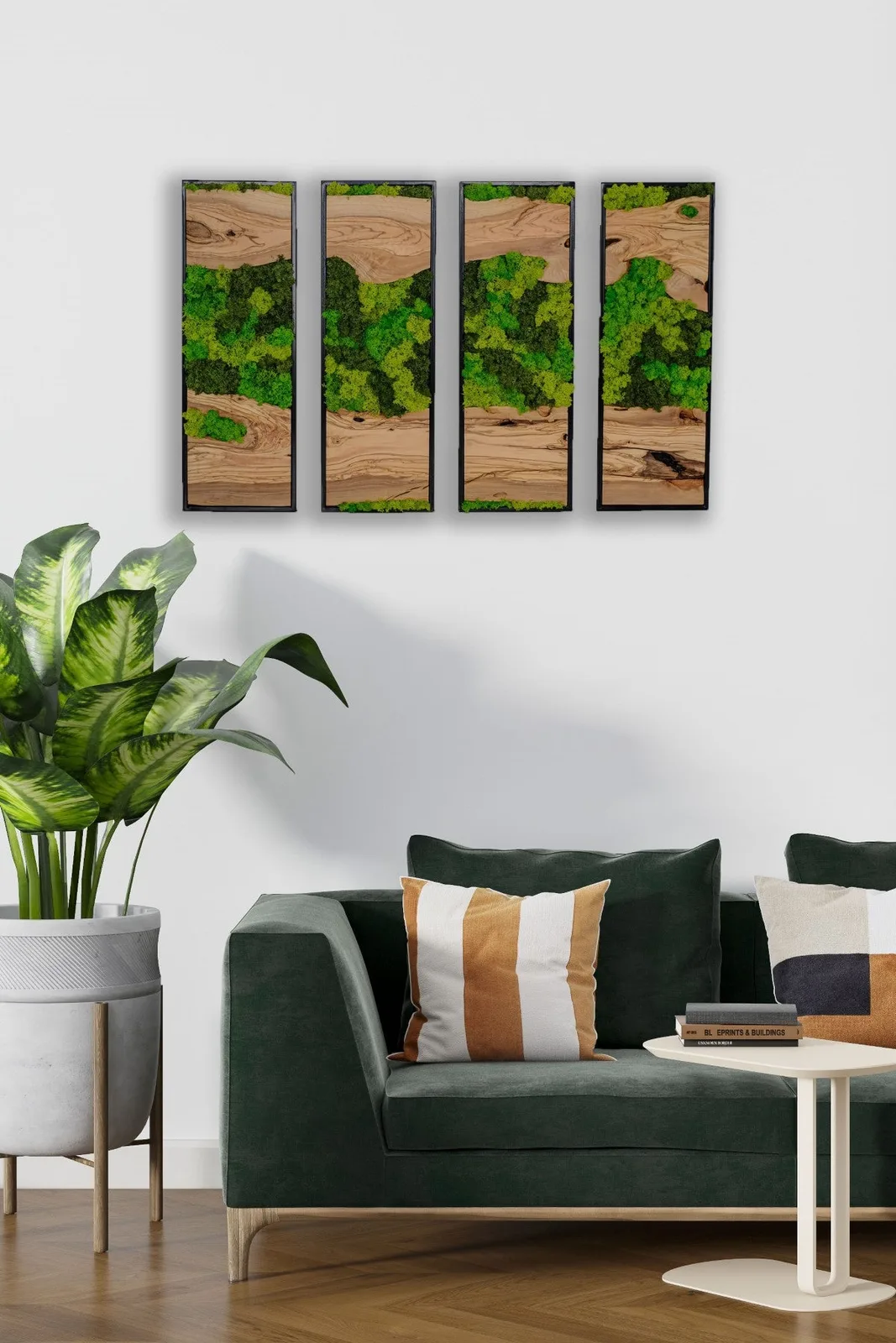 Silva moss and olive wood wall art