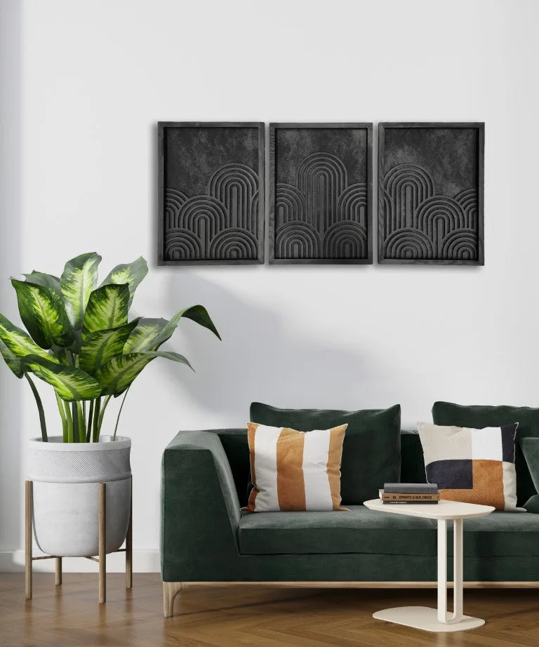 GeoCloud 3-piece geometric wooden wall art