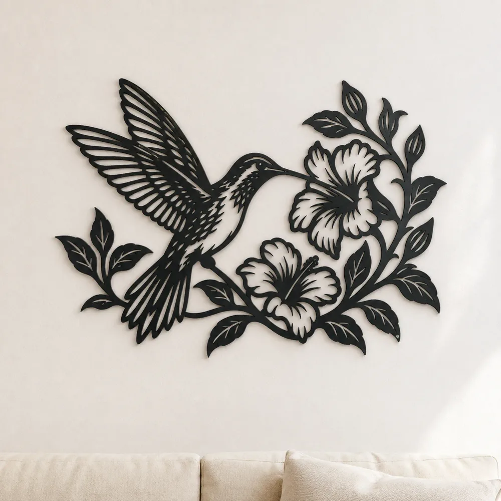 Hummingbird Blossom Metal Wall Art