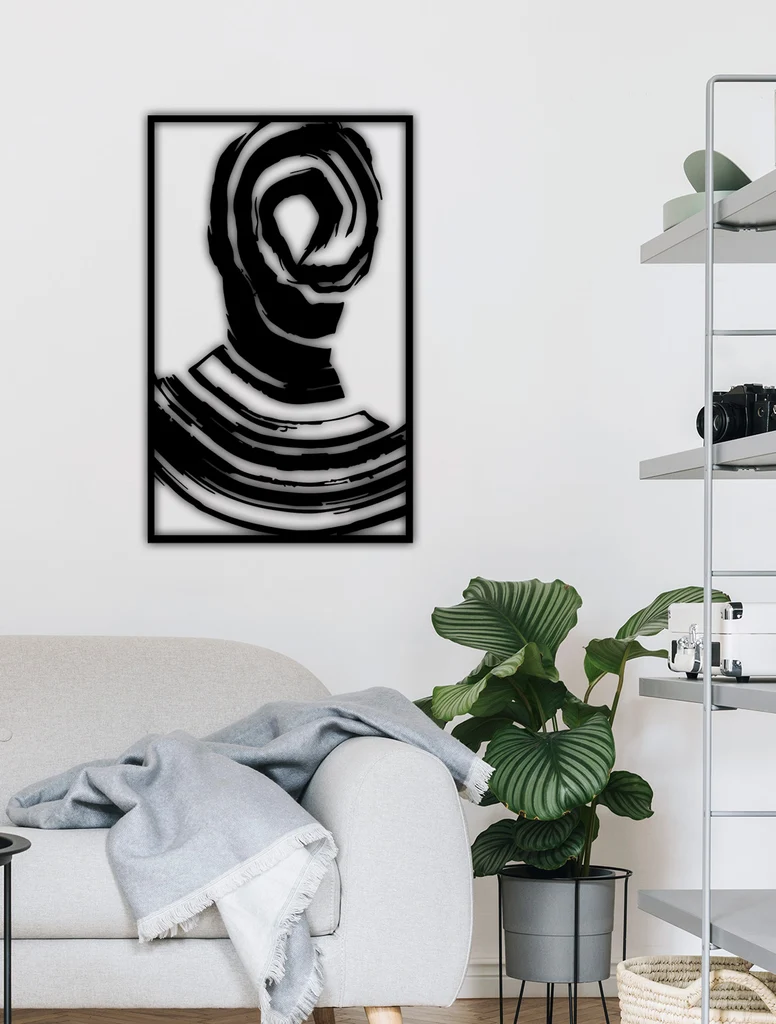 Geometrik Kral Portresi metal wall art