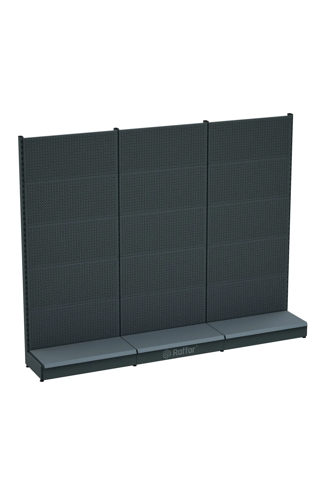 رف عُدَد مثقّب بقاعدة – أنثراسيت، 3 وحدات – W270 × H220 × D30/40 cm