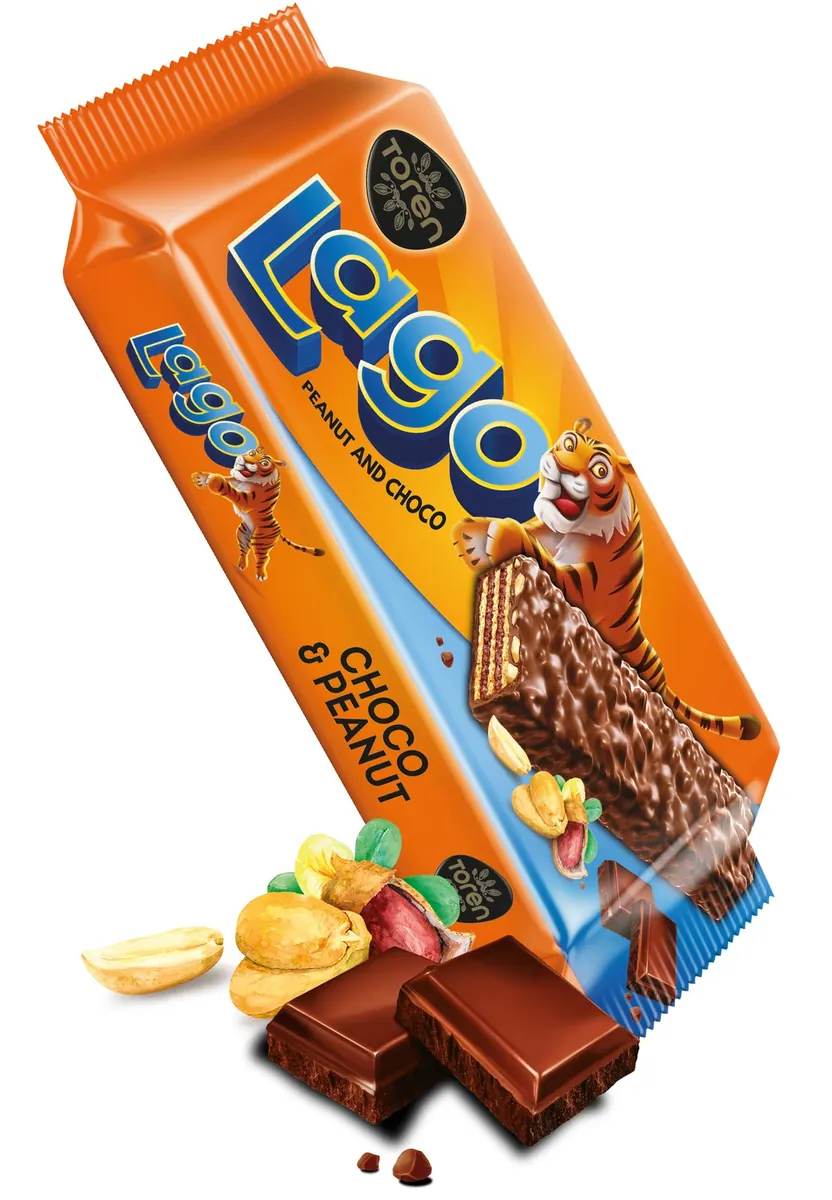 Lago Milky Compound Chocolate Coated Wafer With Peanut