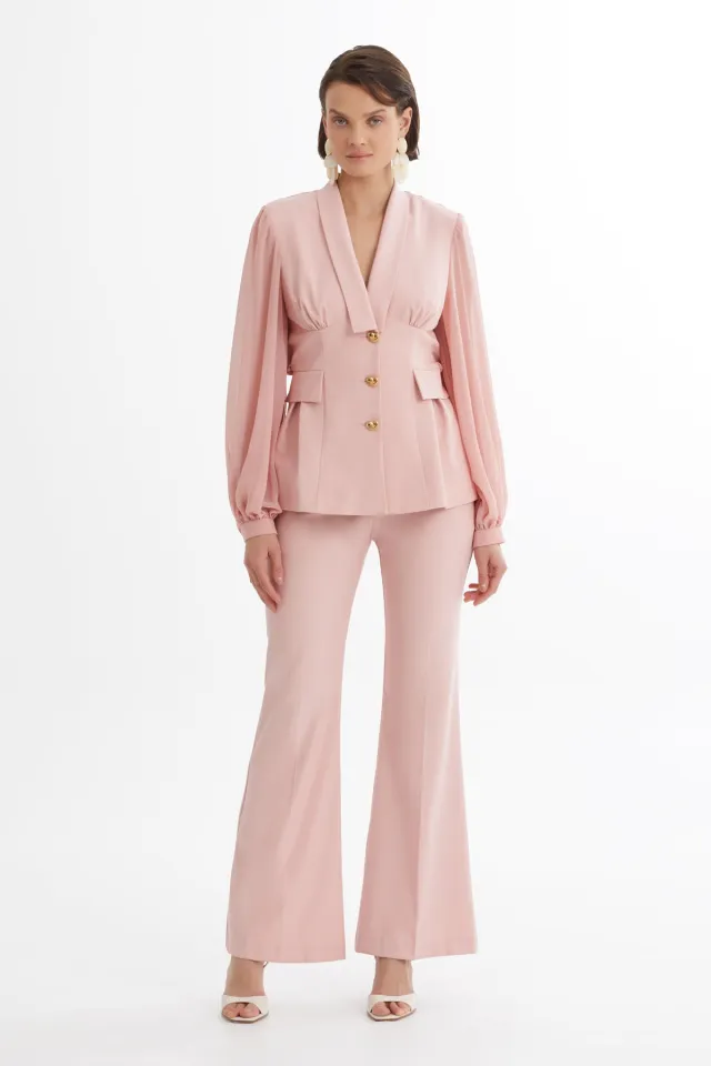Powder V-Neck Jacket & Trousers Set