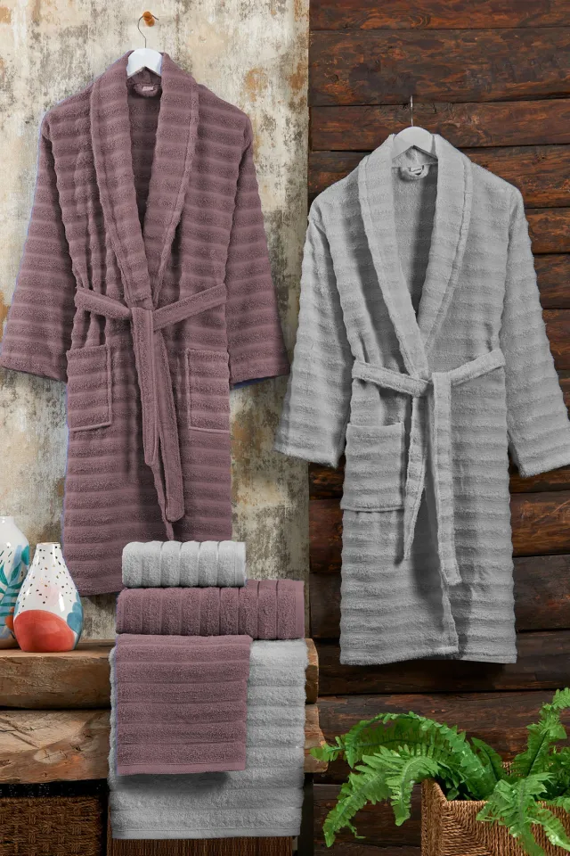 Elart Soft Family Bathrobe Set 6 Pieces (70x135 cm) Plum-Grey