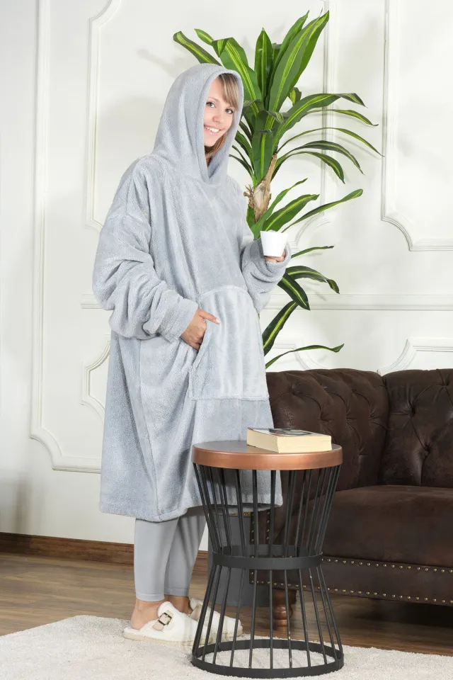 Elart Enjoy Wearable Hooded Wellsoft TV Blanket Unisex Oversized (80x110 cm) Gray