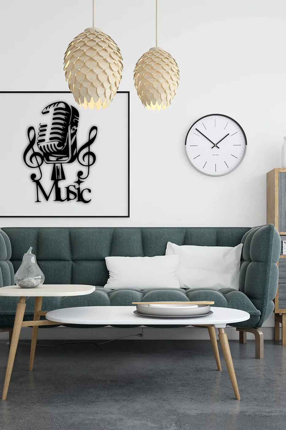 Retro Mikrofon ve Sol Anahtari metal wall art