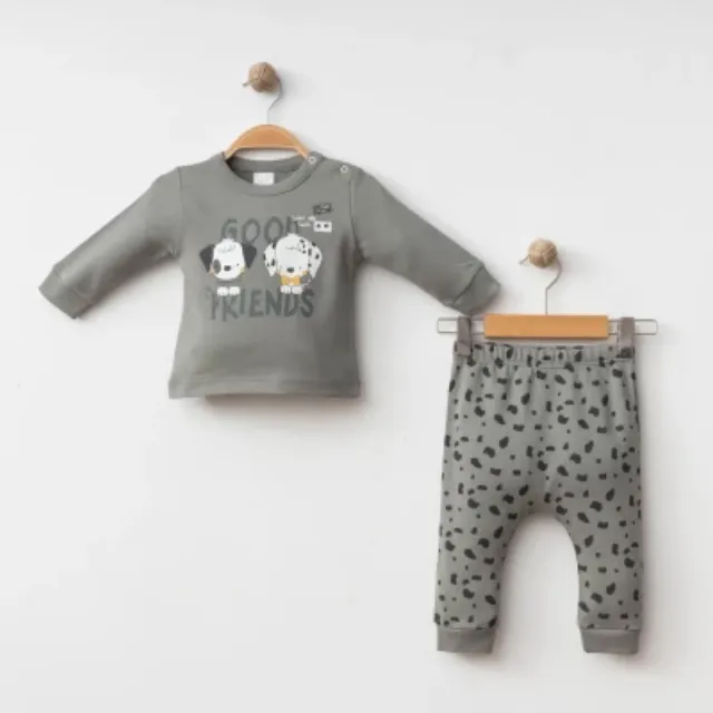 Gümüş Dalmatian-Print Two-Piece Baby Outfit A2100