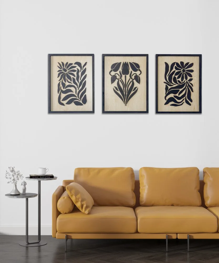 Flowers wood wall art