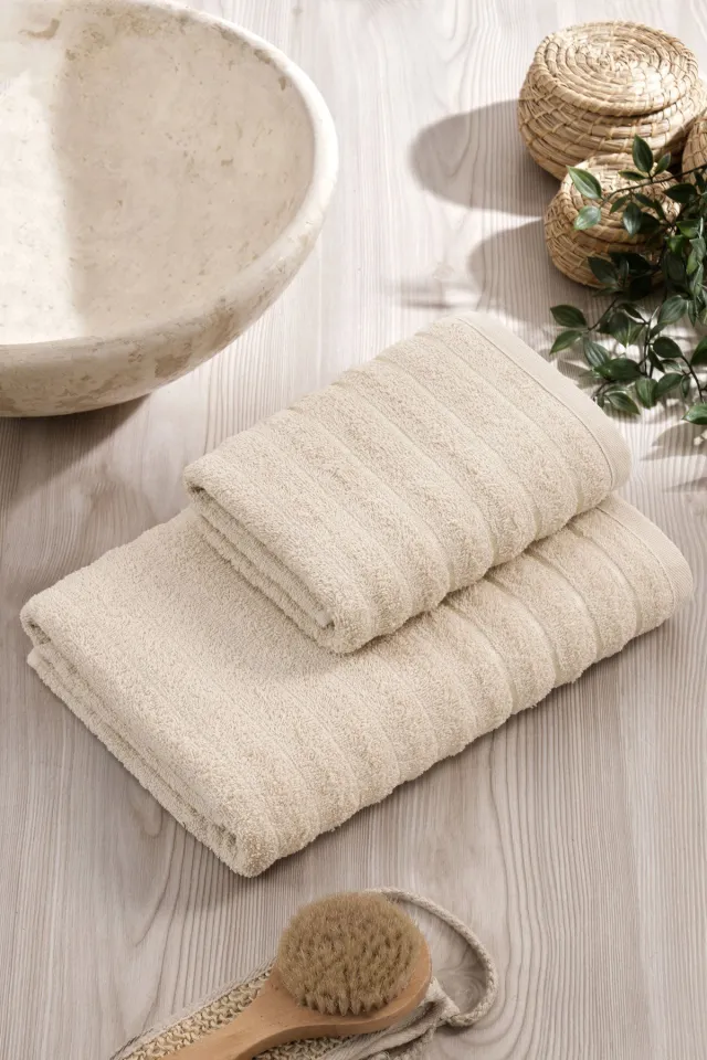 Elart Line Towel Set Cotton 2 Pieces (50x90 cm) Beige