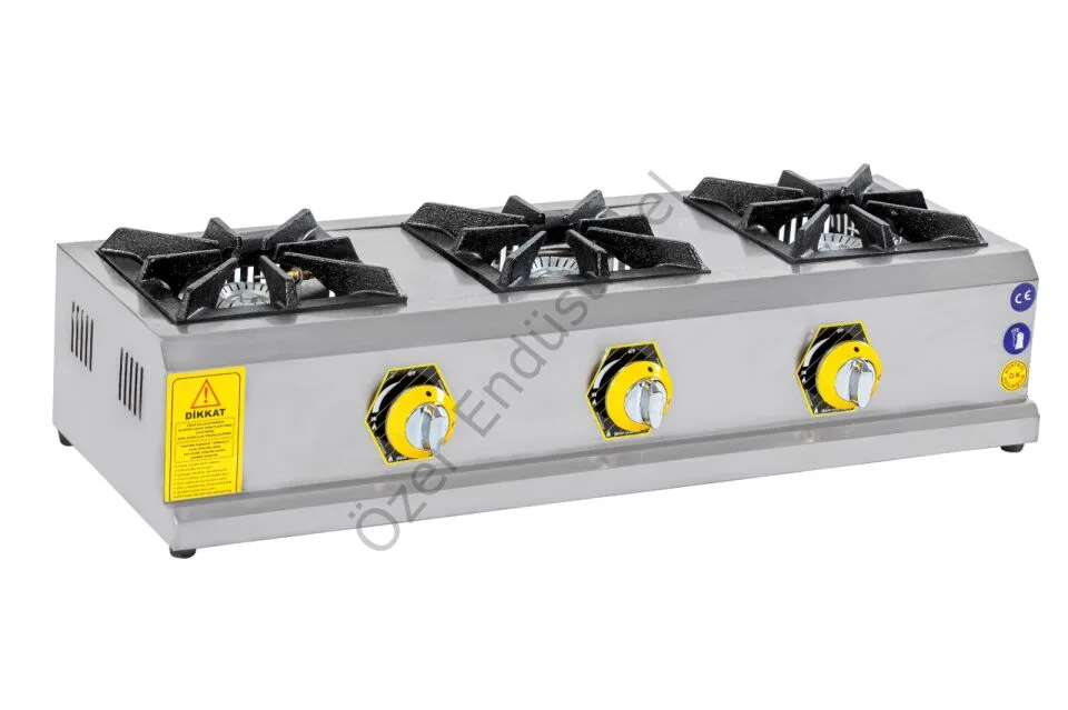 موقد غاز صناعي من الستانلس ستيل يعمل بالغاز (LPG/طبيعي) 3 شعلات