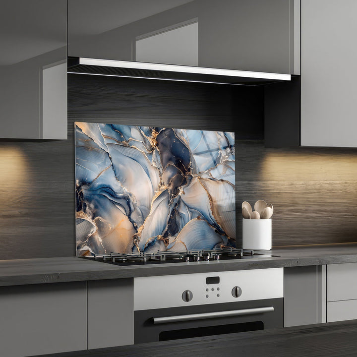 Sapphire Cascade glass wall art GLK0025